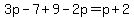 3p-7%2B9-2p=p%2B2