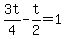 3t%2F4-t%2F2=1