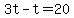 3t+-+t+=+20