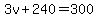 3v%2B240=300