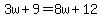 3w%2B9=8w%2B12
