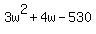 3w%5E2%2B4w-530