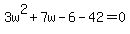 3w%5E2%2B7w-6-42=0