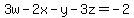 3w-2x-y-3z=+-2