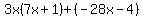 3x%287x%2B1%29%2B%28-28x-4%29