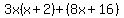 3x%28x%2B2%29%2B%288x%2B16%29