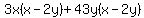 \"3x%28x-2y%29%2B43y%28x-2y%29\"