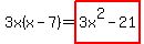 3x%28x-7%29=highlight%283x%5E2-21%29