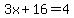3x%2B16=4