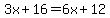 3x%2B16=6x%2B12