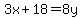 3x%2B18+=+8y