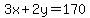 3x%2B2y=170