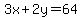 3x%2B2y=64