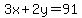3x%2B2y=91