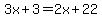 3x%2B3+=+2x%2B22