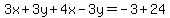 3x%2B3y%2B4x-3y=-3%2B24