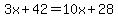 3x%2B42+=+10x%2B28