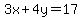 3x%2B4y=17