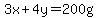 3x%2B4y=200g