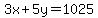 3x%2B5y=1025