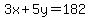 3x%2B5y=182