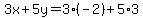 3x%2B5y=3%2A%28-2%29%2B5%2A3