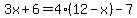 3x%2B6=4%2A%2812-x%29-7