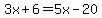3x%2B6=5x-20