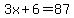 3x%2B6=87
