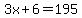 3x%2B6+=+195
