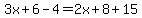 3x%2B6-4=2x%2B8%2B15