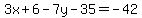 3x%2B6-7y-35=-42