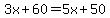 3x%2B60=5x%2B50