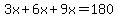 3x%2B6x%2B9x=180