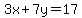 3x%2B7y=17