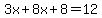 3x%2B8x%2B8=12