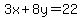 3x%2B8y=22