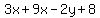 3x%2B9x-2y%2B8