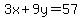 3x%2B9y=57