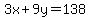 3x%2B9y+=+138
