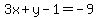 3x%2By-1=-9