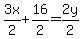 3x%2F2+%2B16%2F2=2y%2F2+