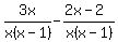 3x%2Fx%28x-1%29+-+%282x-2%29%2Fx%28x-1%29+