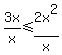 3x%2Fx+%3C=+2x%5E2%2Fx