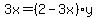 3x=%282-3x%29y