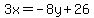 3x=-8y%2B26