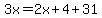 3x=2x%2B4%2B31