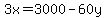 3x=3000-60y