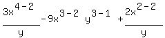 3x%5E%284-2%29%2Fy-9x%5E%283-2%29y%5E%283-1%29%2B2x%5E%282-2%29%2Fy
