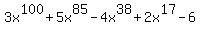 3x%5E100%2B5x%5E85-4x%5E38%2B2x%5E17-6